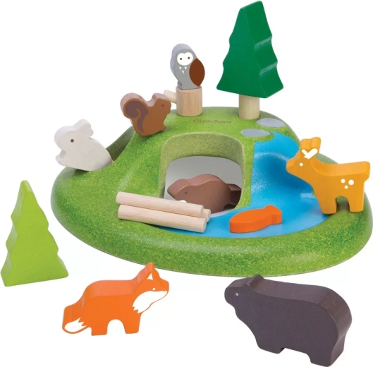 PlanToys miško gyvūnų ir kraštovaizdžio rinkinys