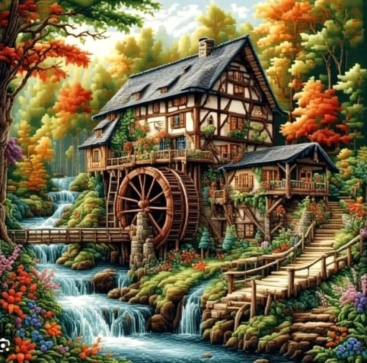 Norimpex deimantinė mozaika „Malūnas miške“ 30 × 40 cm – 1 vnt.