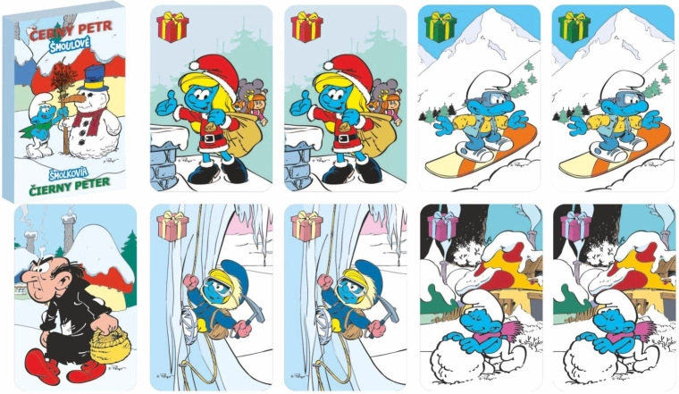 Juodasis Petras Smurfai – žieminis kortų žaidimas popierinėje dėžutėje 6 × 9 cm