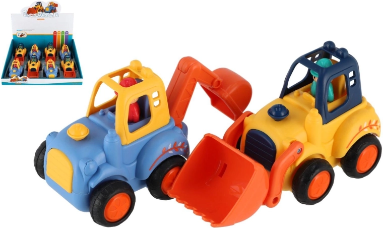 Plastikinės statybinės mašinėlės 12–14 cm su inercine pavara, rūšių mišinys, 8 vnt. dėžutėje