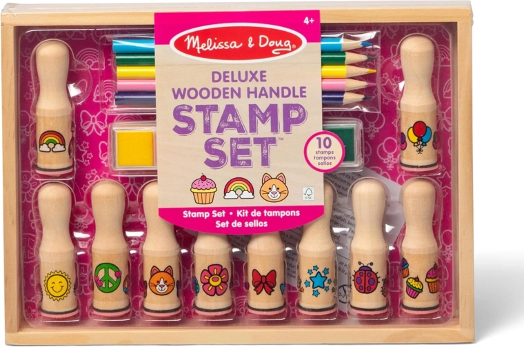 Deluxe kūrybinis rinkinys: antspaudai, rašalai ir pieštukai MELISSA & DOUG