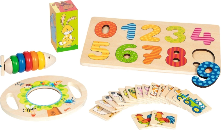 Gift box with 5 toys for children from 2 years