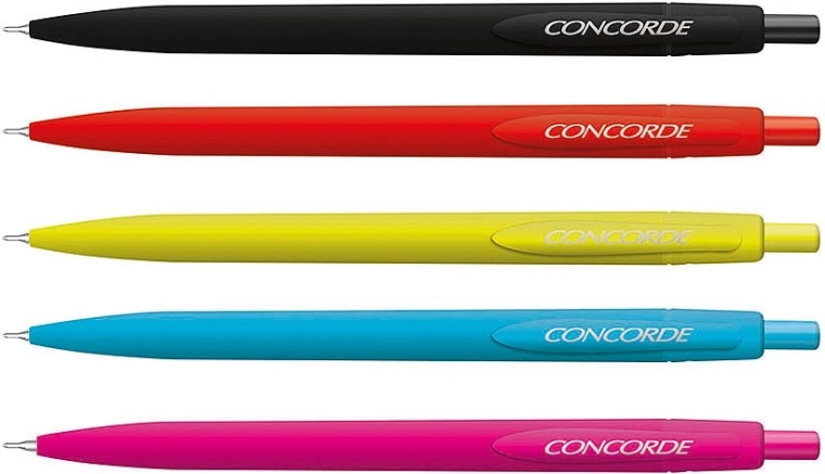 Rutulinis rašiklis Concorde Drupy, asorti spalvos, itin plona mėlyna šerdelė 0,6 mm