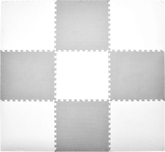 Humbi XXL foam puzzle mat, white and gray, 180 × 180 cm