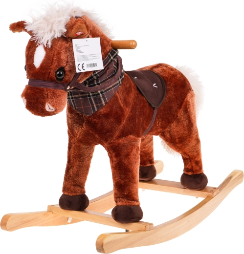 Rocking unicorn for children 24m+ with wooden handles and sounds – Brown