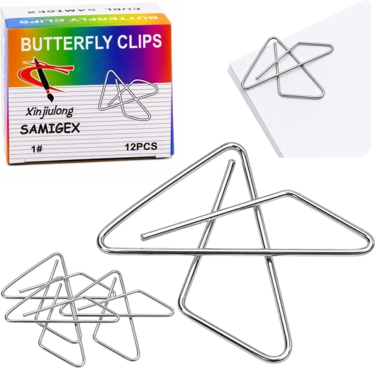Cross office butterfly binder clips, metal 64 mm, 12 pcs