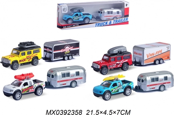 Metal car model with trailer pull back