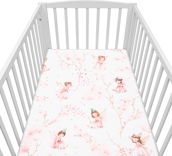 Medvilninė paklodė kūdikio lovytei NEW BABY „Fėjos“ 120×60 cm