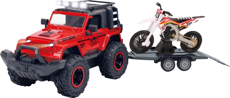 Visureigis su priekaba ir motociklu su šviesos ir garso efektais 43 cm