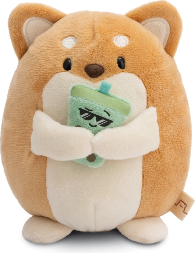 Pliušinė Shiba Inu Hiro MyMochi 16 cm su bubble tea dovaninėje pakuotėje