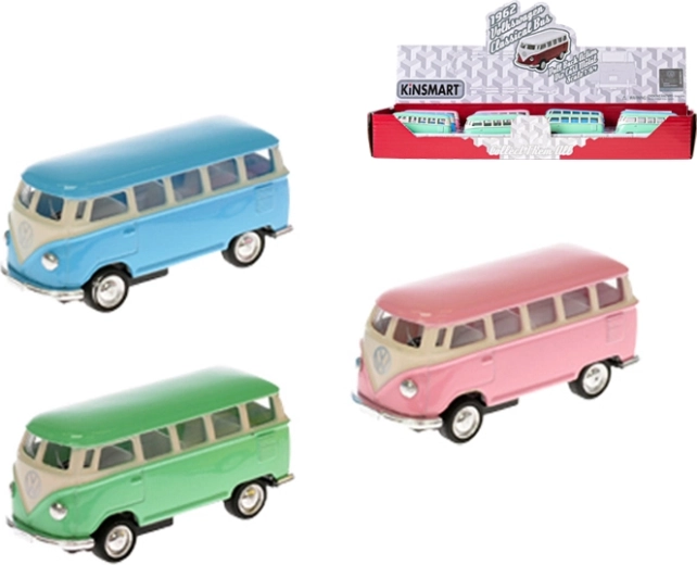 Kinsmart metalinis Volkswagen Bus 1962 modelis 1:64 su atbuline eiga
