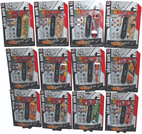 Skatepark fingerboard with accessories – various variants