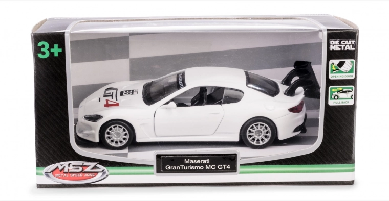 Die-cast model MASERATI GranTurismo MC GT4 1:43 with opening doors and pull-back