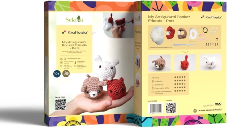 3 mieli amigurumi gyvūnėliai viename rinkinyje