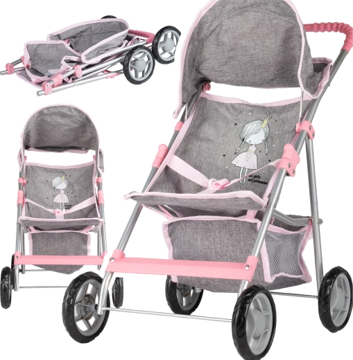 Little Princess Grey Doll Stroller