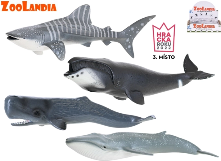 Zoolandia jūros gyvūnai – realistiškos banginių ir ryklio figūrėlės 22,5–28 cm