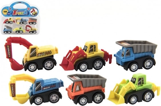 Set of Mini Construction Vehicles 6 pcs in Blister, 5 cm