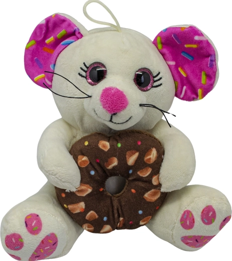 Plush Mouse with Donut white 20 cm