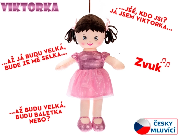 Talking Rag Doll Viktorka 32 cm – light pink