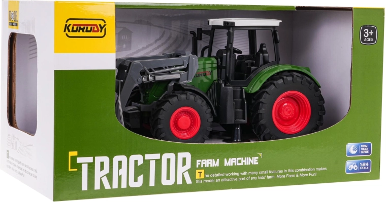 Green Tractor with Front Loader 1:24