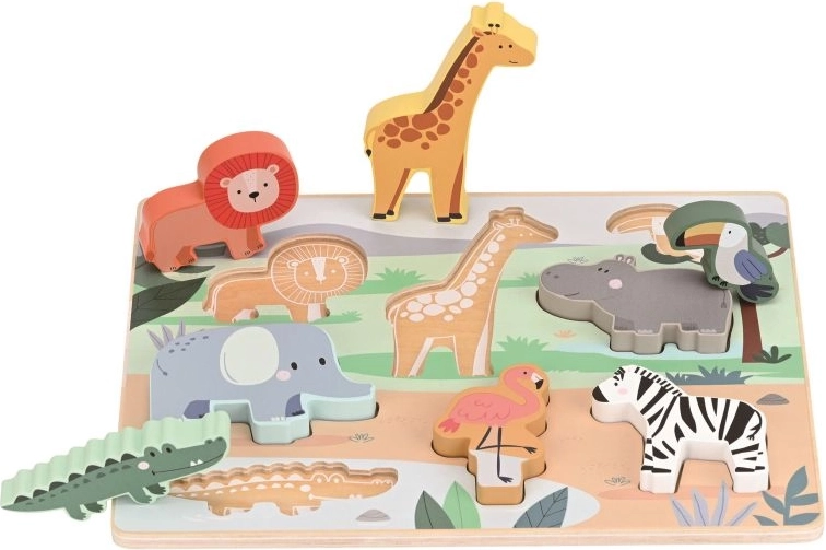 Lelin Wooden 3D Safari Puzzle with Figures