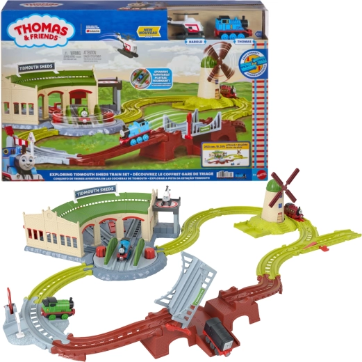 Fisher-Price Thomas & Friends bėgių rinkinys „Tidmouth“ depas 253 cm su Tomu ir Haroldu