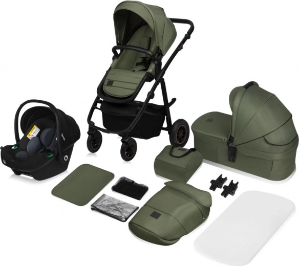 LIONELO amber plus 3-in-1 travel system stroller with Astrid i-Size car seat – Green Forest