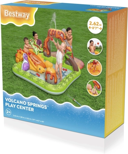 Inflatable dinosaur play center with slide and water sprayer