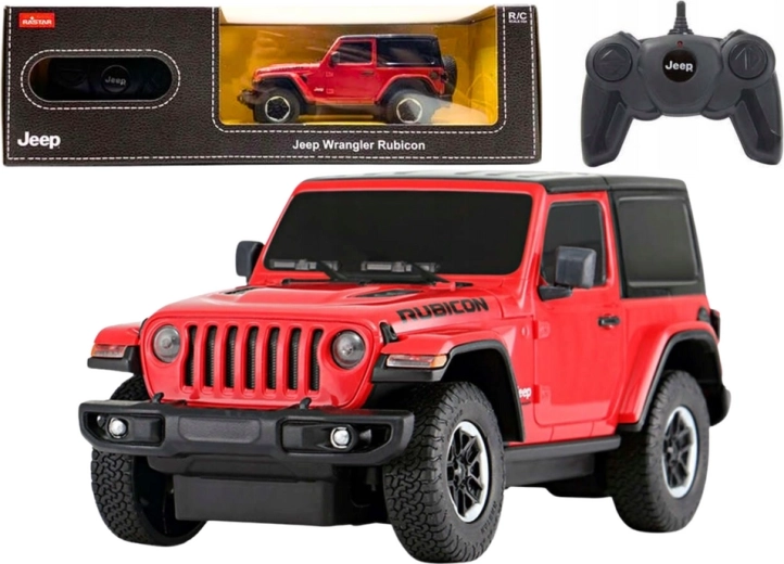 Nuotoliniu būdu valdomas automobilis Jeep Wrangler Rubicon raudonas