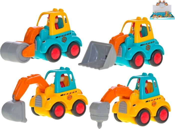 Linksmas statybinis automobiliukas su inerciniu mechanizmu 10 cm