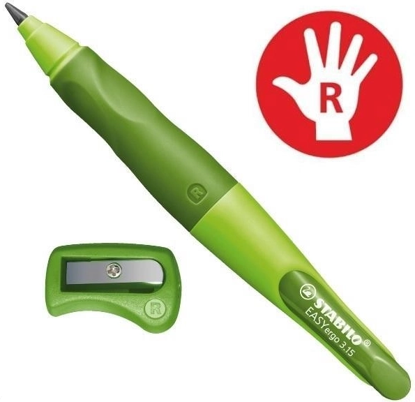 Stabilo EASYergo pieštukas dešiniarankiams su drožtuku 3,15 mm, žalias