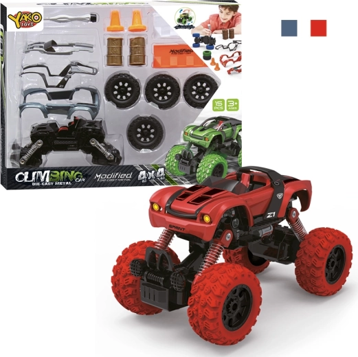 4WD visureigio automobilio konstruktorius 1:32 su atgaline (pull-back) pavara, 15 dalių