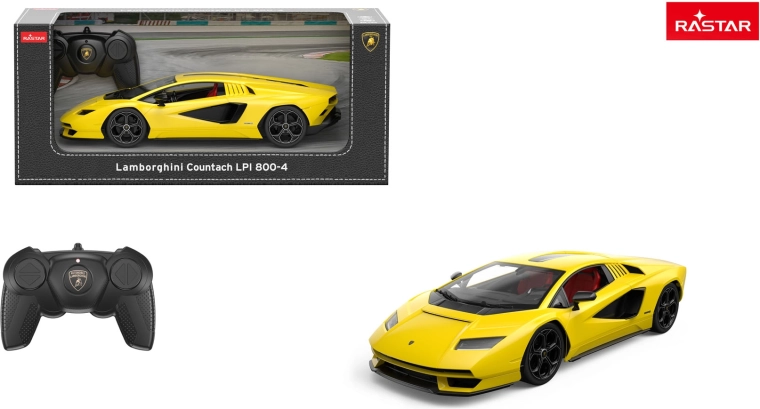 RC automobilis Lamborghini Countach LPI 800-4 Rastar 1:16 geltonas