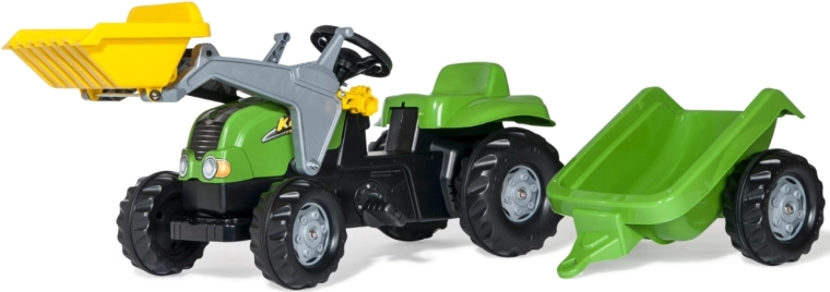 Rolly Toys rollyKid-X pedalinis traktorius su krautuvu ir priekaba, žalias