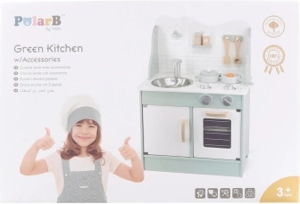 VIGA PolarB medinė vaikiška virtuvėlė su priedais Eco Green