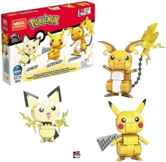 Mega Construx building set POKÉMON: Pikachu and its evolution trio
