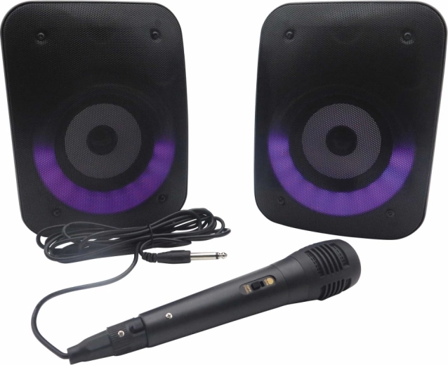 Karaoke-ready with microphone