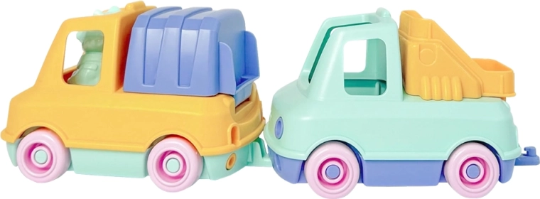 Simple. žaislinių automobiliukų rinkinys smėliui ir vandeniui – gaisrinė mašina ir šiukšliavežis