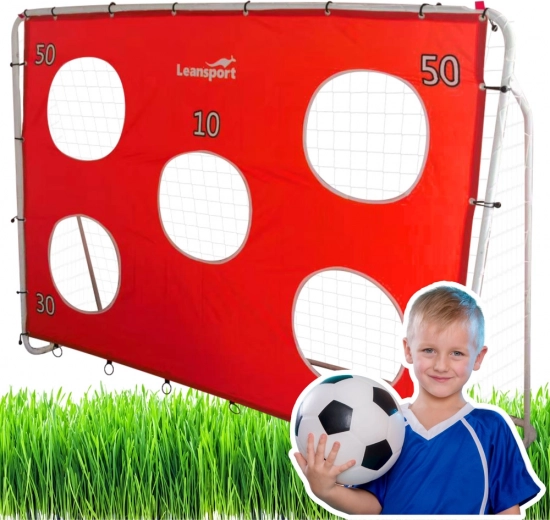 Futbolo treniruočių vartai su taikiniu tinklu, raudoni 213x152x75 cm