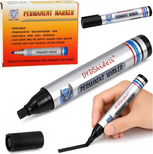 Waterproof black permanent marker with round tip 13.5 cm - 1 piece