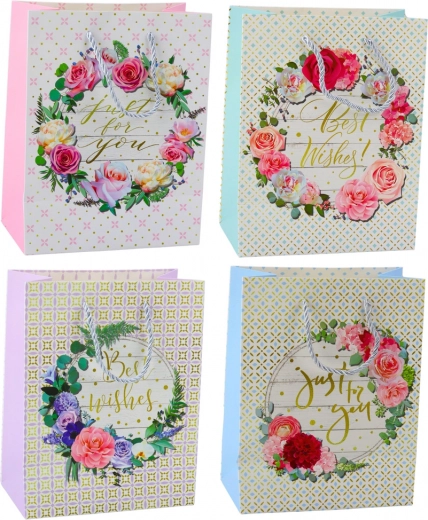 Gift Bag Floral Patterns Best Wishes 23 x 18 x 10.5 cm