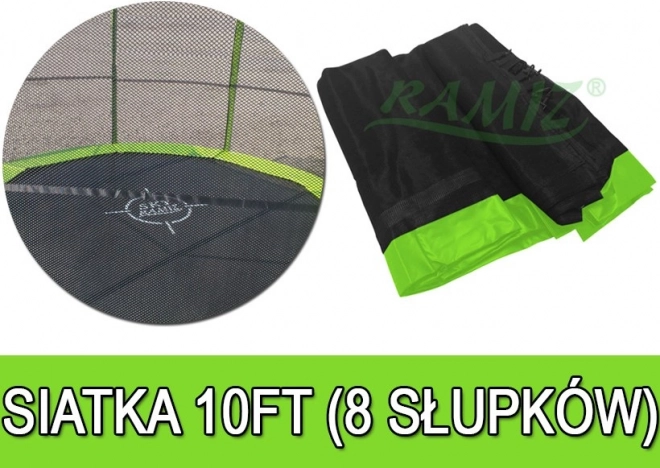 Trampoline Safety Net 305 cm (10 ft), 8 pole sleeves, green SkyRamiz