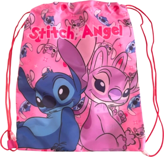 Vaikiškas kuprinės tipo maišelis „Lilo & Stitch“, rožinis, 40 × 35 cm
