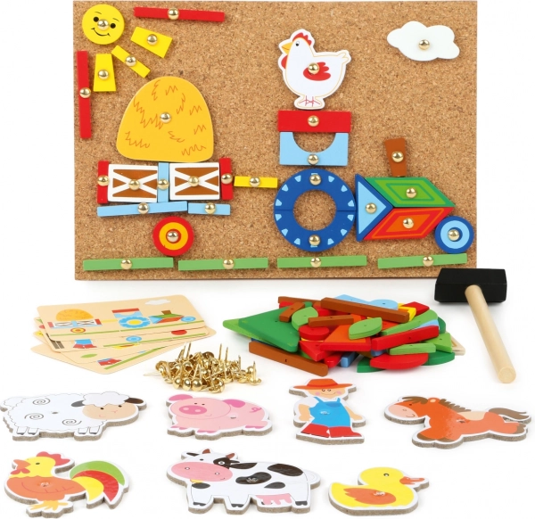Hammering Game On the Farm – creative cork mosaic for kids
