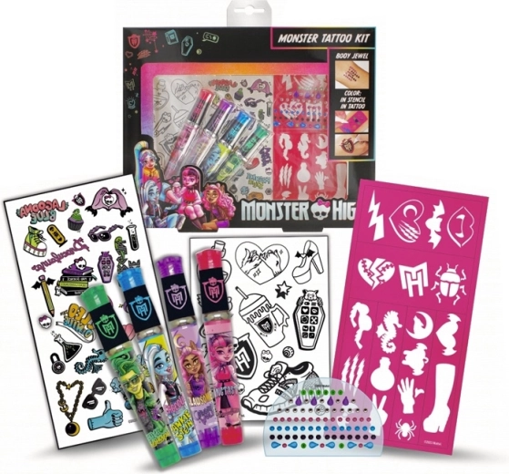 Monster High laikinojo tatuiravimo rinkinys su blizgiais geliais ir lipdukais