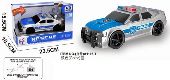 Mėlynas policijos automobilis 1:20 su šviesomis ir garsu
