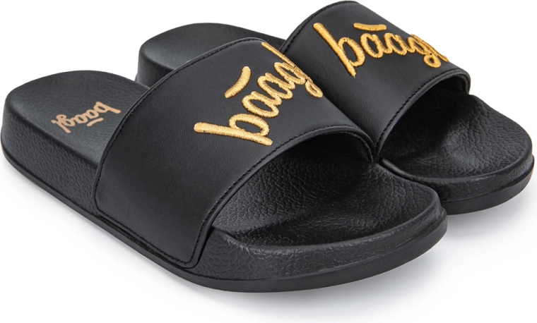 Baagl Logo Gold Slippers