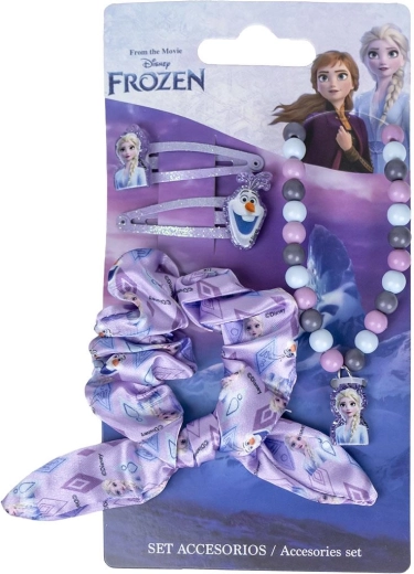 Disney Frozen vaikiškas aksesuarų rinkinys – segtukai, gumytė ir kaklo vėrinys