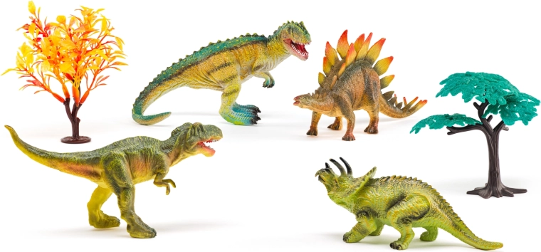 Dinozaurų rinkinys „Prarastas pasaulis“ – figūrėlės ir medžiai priešistoriniams žaidimams