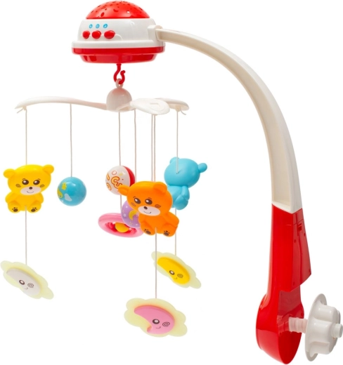 Lovytės karuselė su šviesiniu projektoriumi Baby Mix, raudona